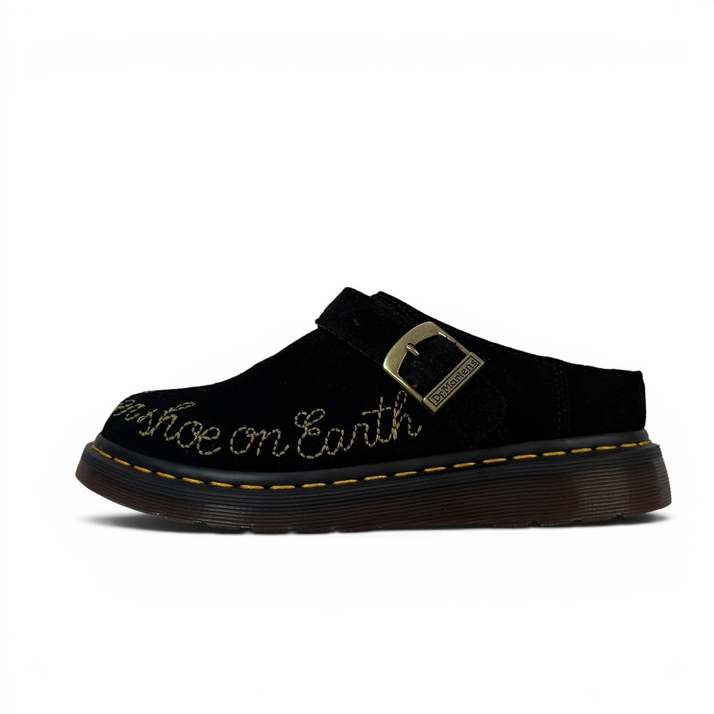 Dr Martens Isham Mule Clogs Womens 8 EU39 Black Suede Embroidered Rare - Picture 6 of 14